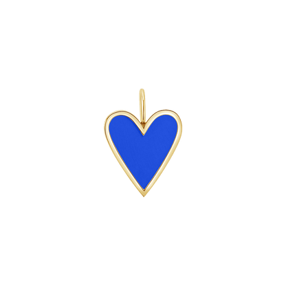 Enamel Elongated Heart Charm - Lotus Diamond