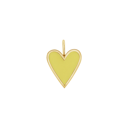 Enamel Elongated Heart Charm - Lotus Diamond