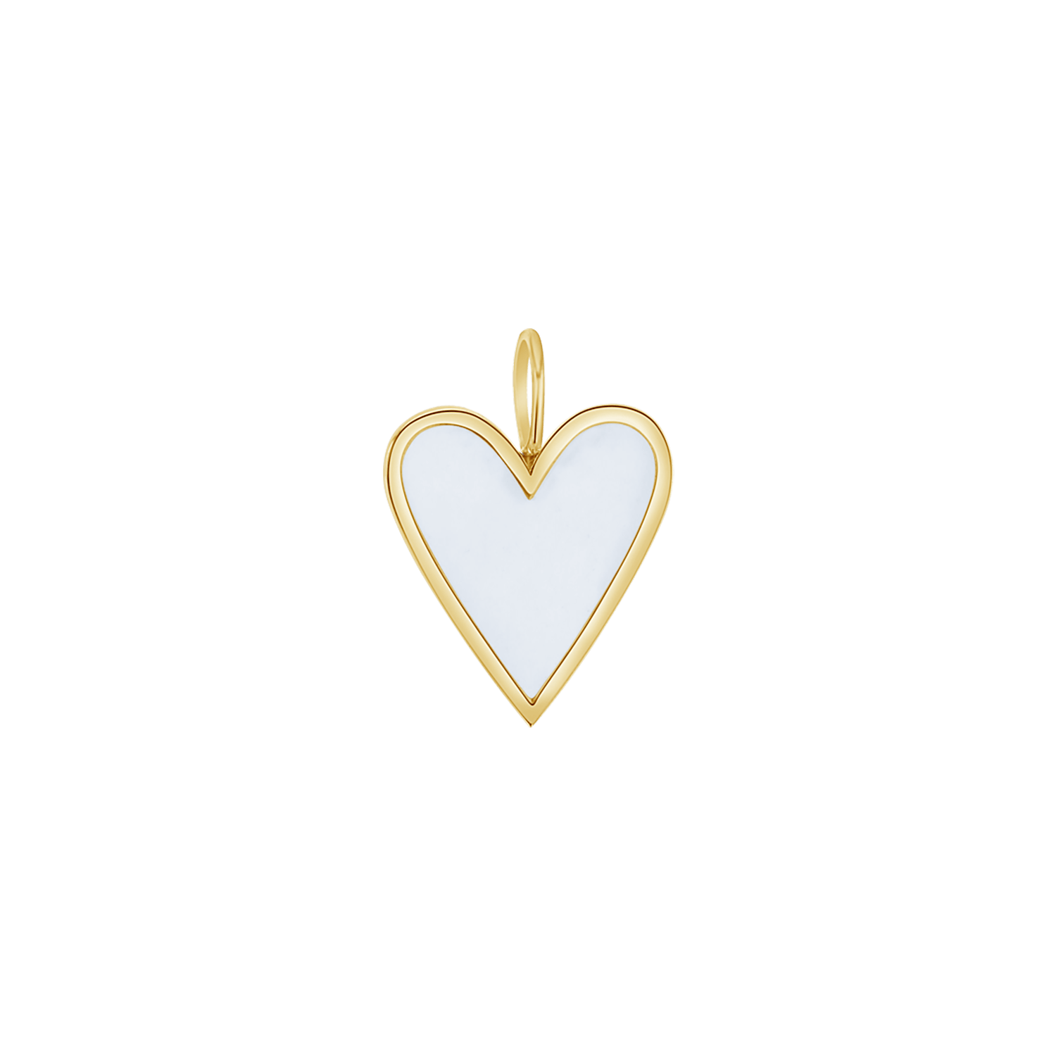 Enamel Elongated Heart Charm - Lotus Diamond