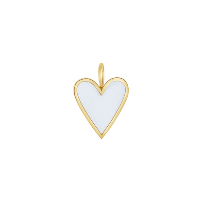 Enamel Elongated Heart Charm - Lotus Diamond