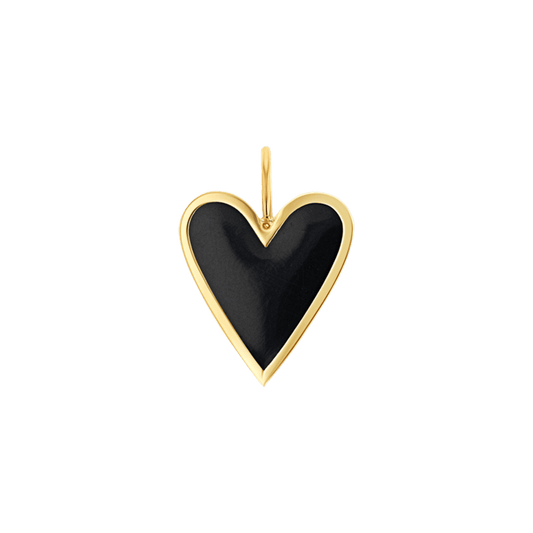 Enamel Elongated Heart Charm - Lotus Diamond
