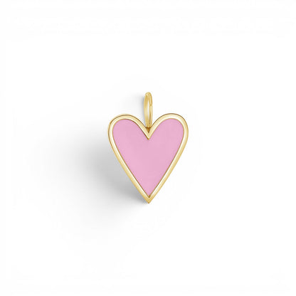 Enamel Elongated Heart Charm - Lotus Diamond