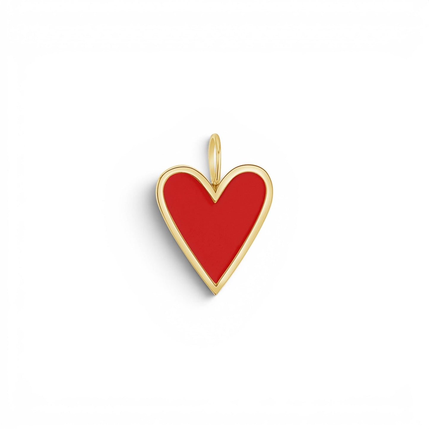Enamel Elongated Heart Charm - Lotus Diamond