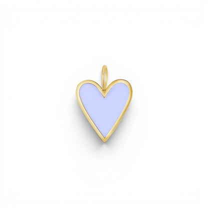 Enamel Elongated Heart Charm - Lotus Diamond