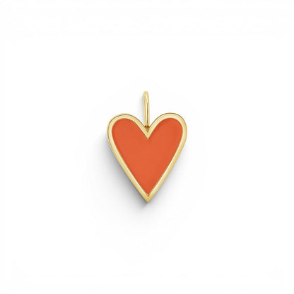Enamel Elongated Heart Charm - Lotus Diamond