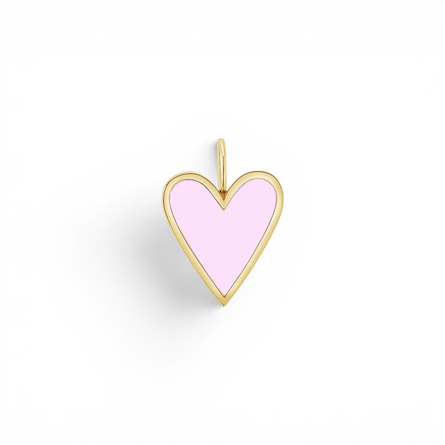 Enamel Elongated Heart Charm - Lotus Diamond