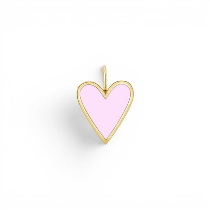 Enamel Elongated Heart Charm - Lotus Diamond