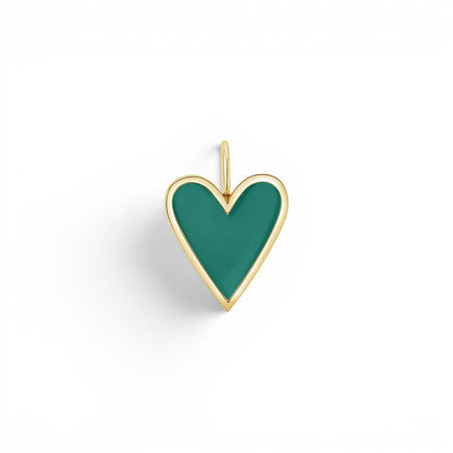 Enamel Elongated Heart Charm - Lotus Diamond