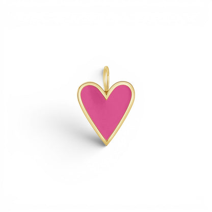 Enamel Elongated Heart Charm - Lotus Diamond