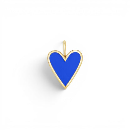 Enamel Elongated Heart Charm - Lotus Diamond