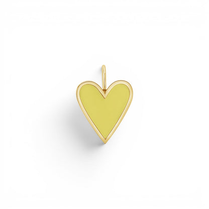 Enamel Elongated Heart Charm - Lotus Diamond