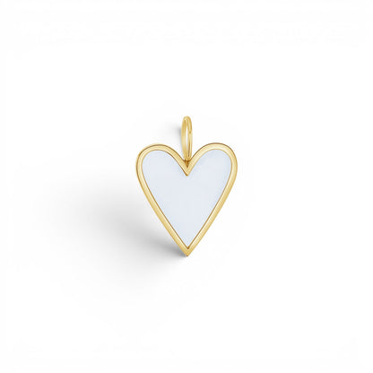 Enamel Elongated Heart Charm - Lotus Diamond