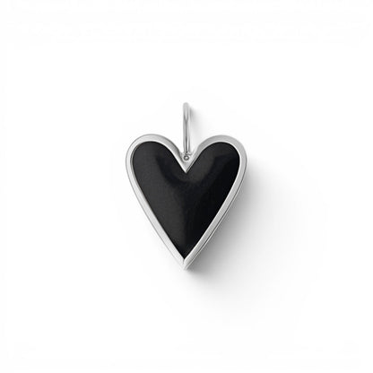 Enamel Elongated Heart Charm - Lotus Diamond