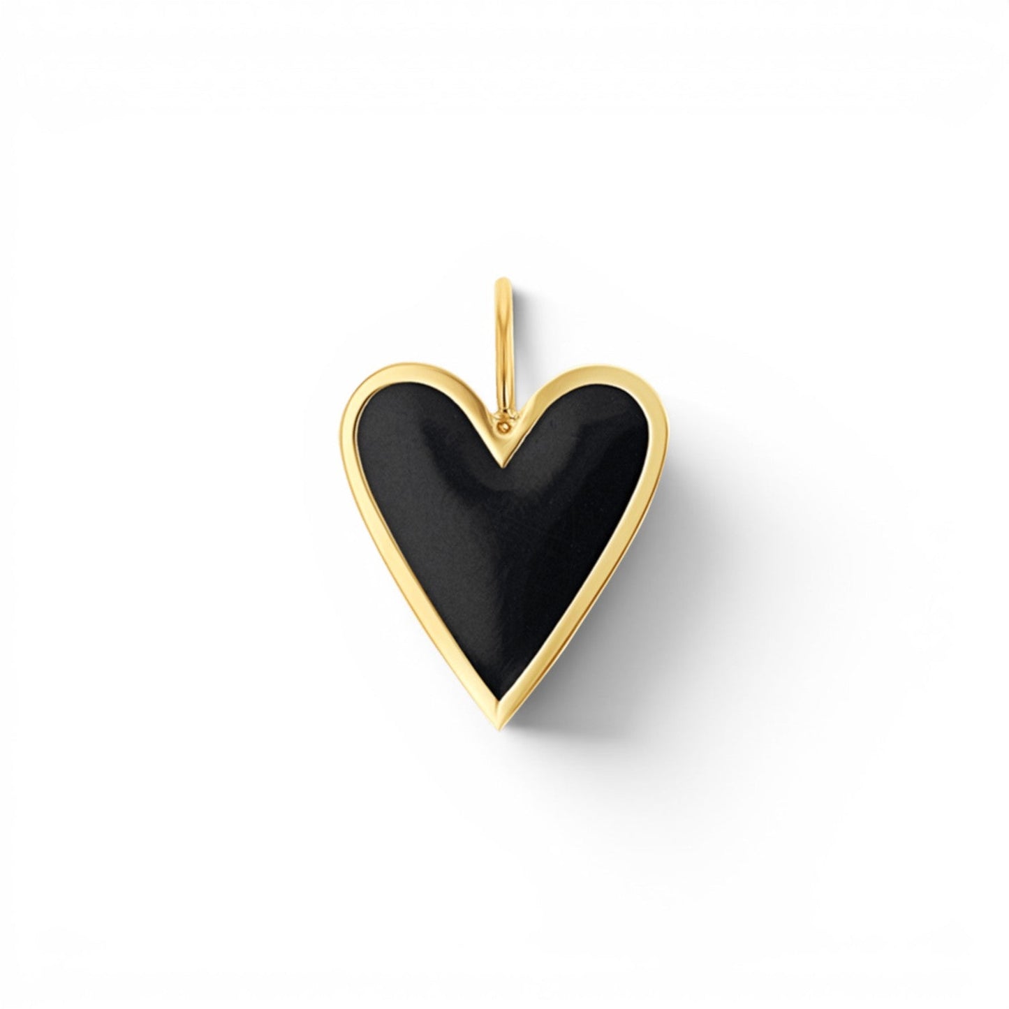 Enamel Elongated Heart Charm - Lotus Diamond