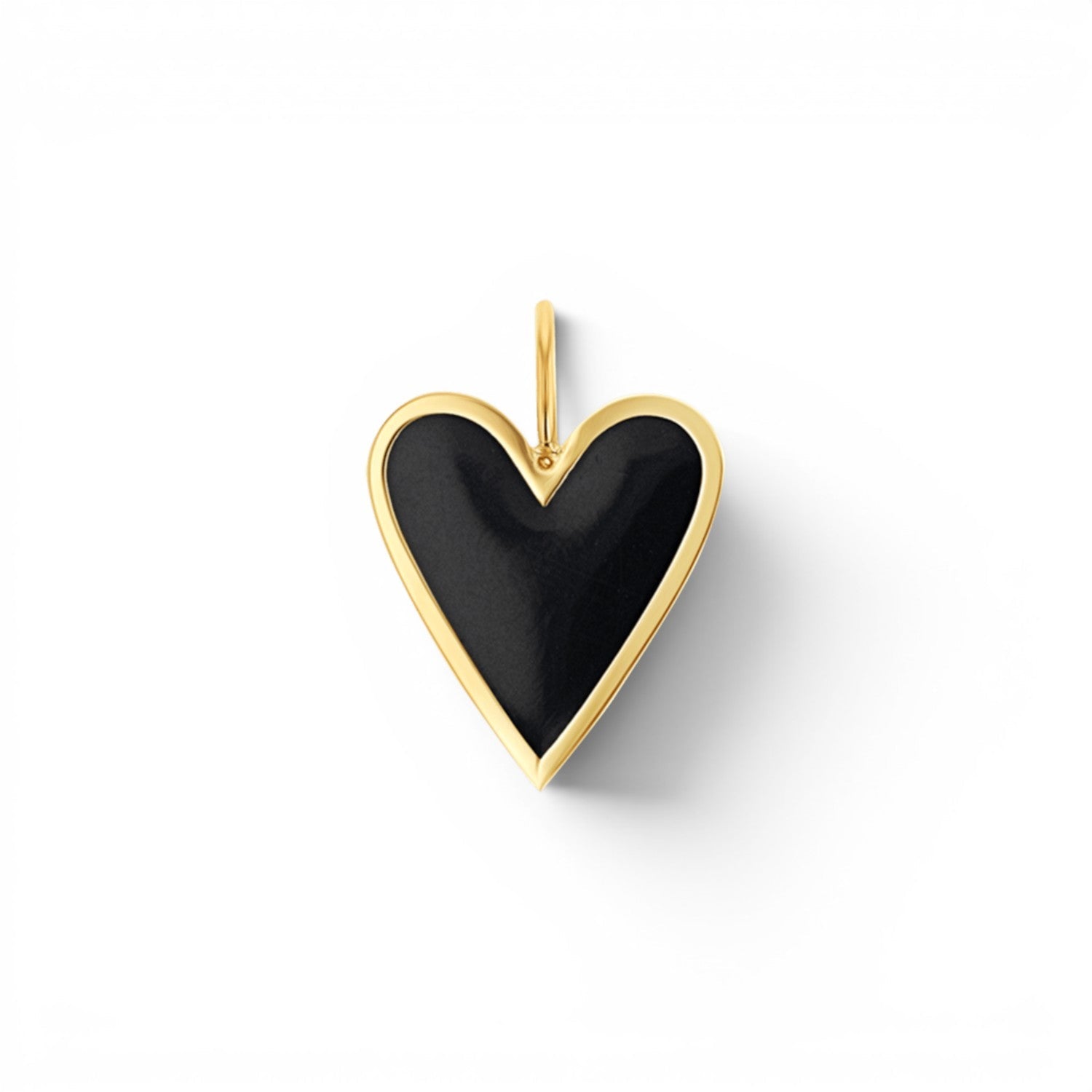 Enamel Elongated Heart Charm - Lotus Diamond