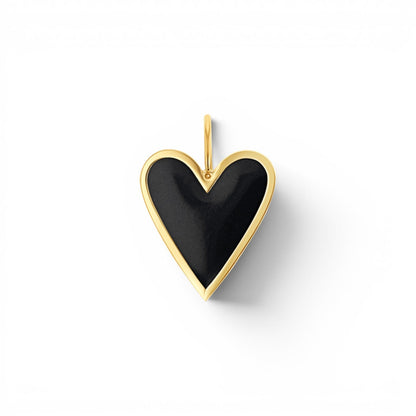 Enamel Elongated Heart Charm - Lotus Diamond