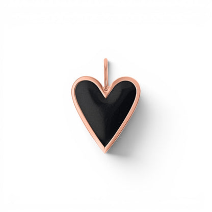 Enamel Elongated Heart Charm - Lotus Diamond
