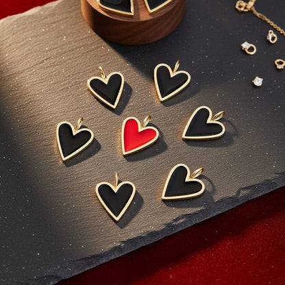 Enamel Elongated Heart Charm - Lotus Diamond