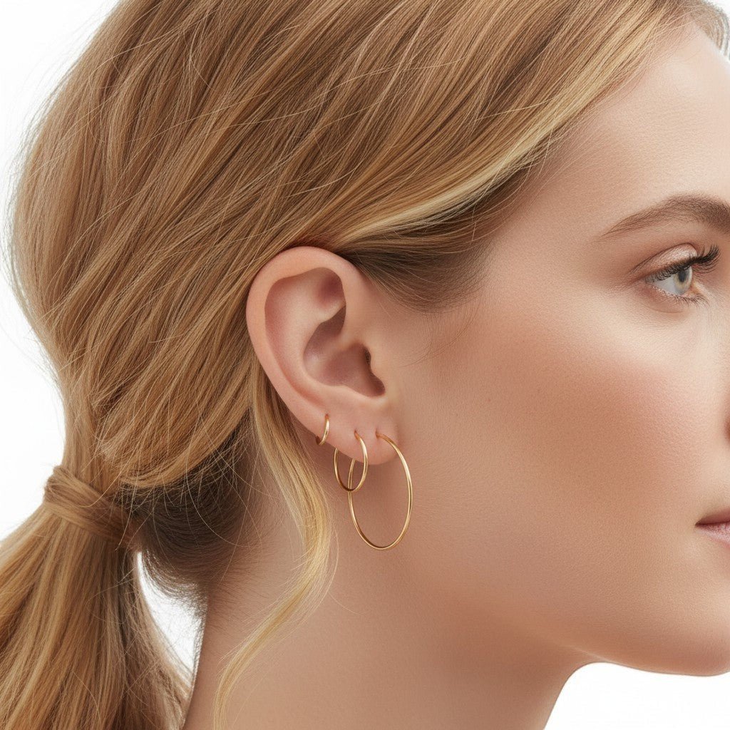 Endless Gold Hoop Earrings - Lotus Diamond