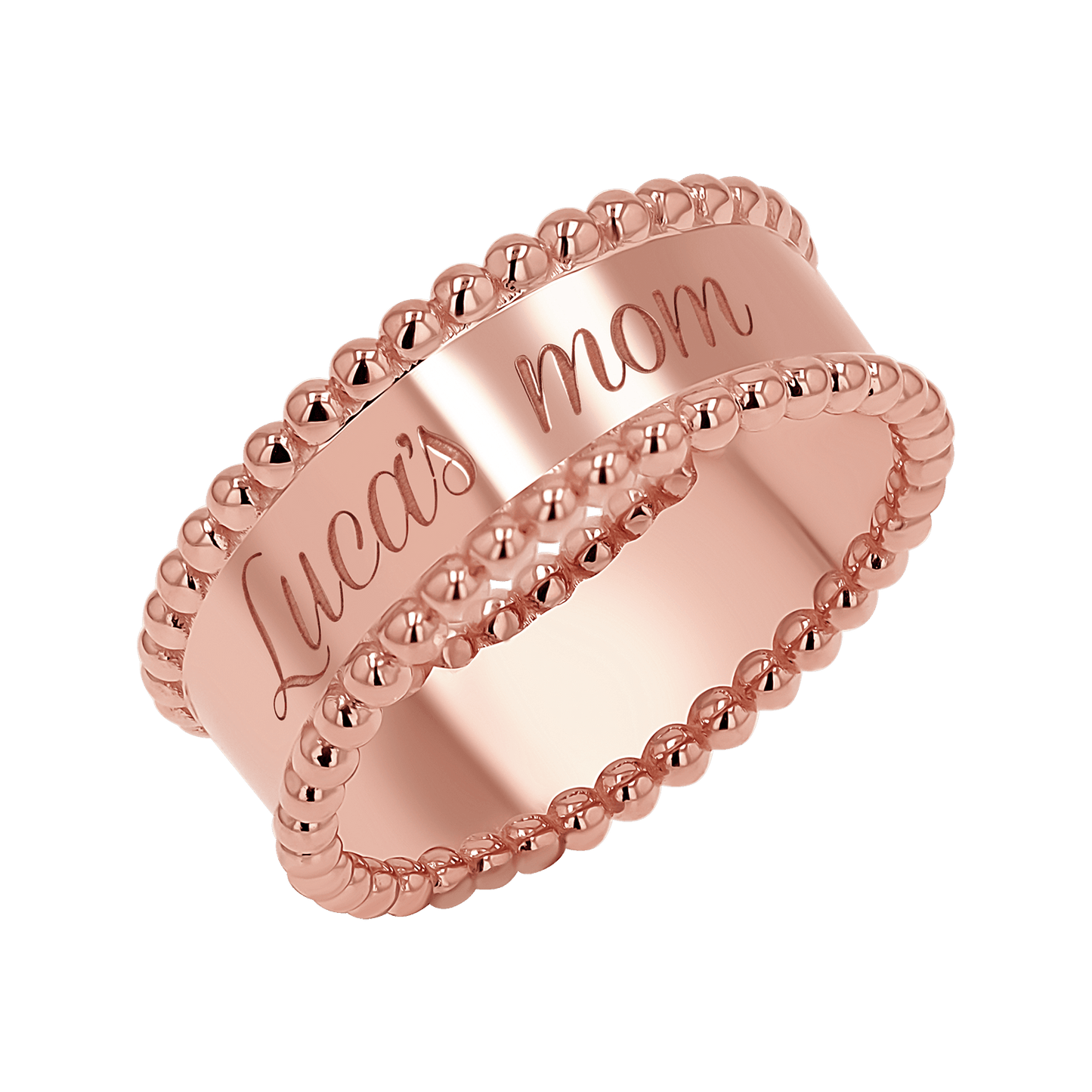Engravable Beaded Dome Band - Lotus Diamond