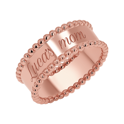 Engravable Beaded Dome Band - Lotus Diamond