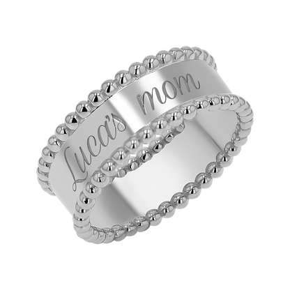 Engravable Beaded Dome Band - Lotus Diamond