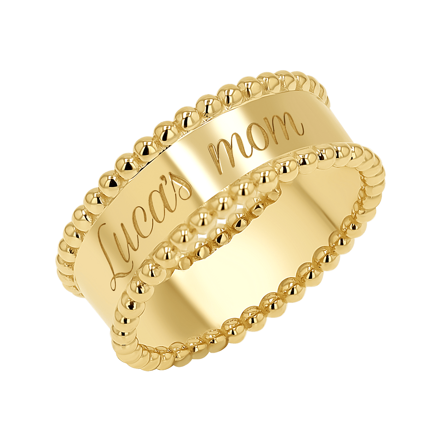 Engravable Beaded Dome Band - Lotus Diamond