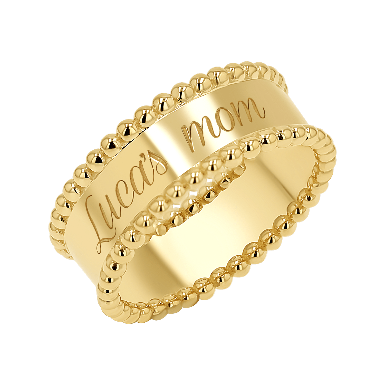 Engravable Beaded Dome Band - Lotus Diamond