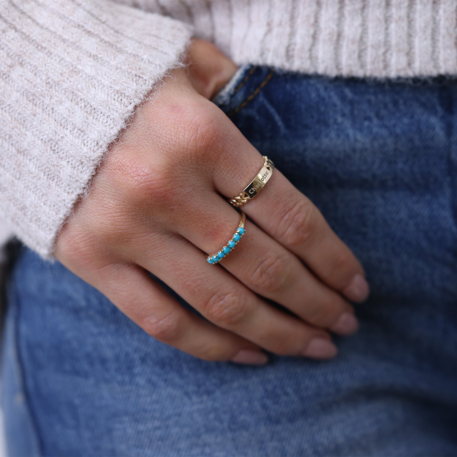 Engravable Cuban Link Ring - Lotus Diamond