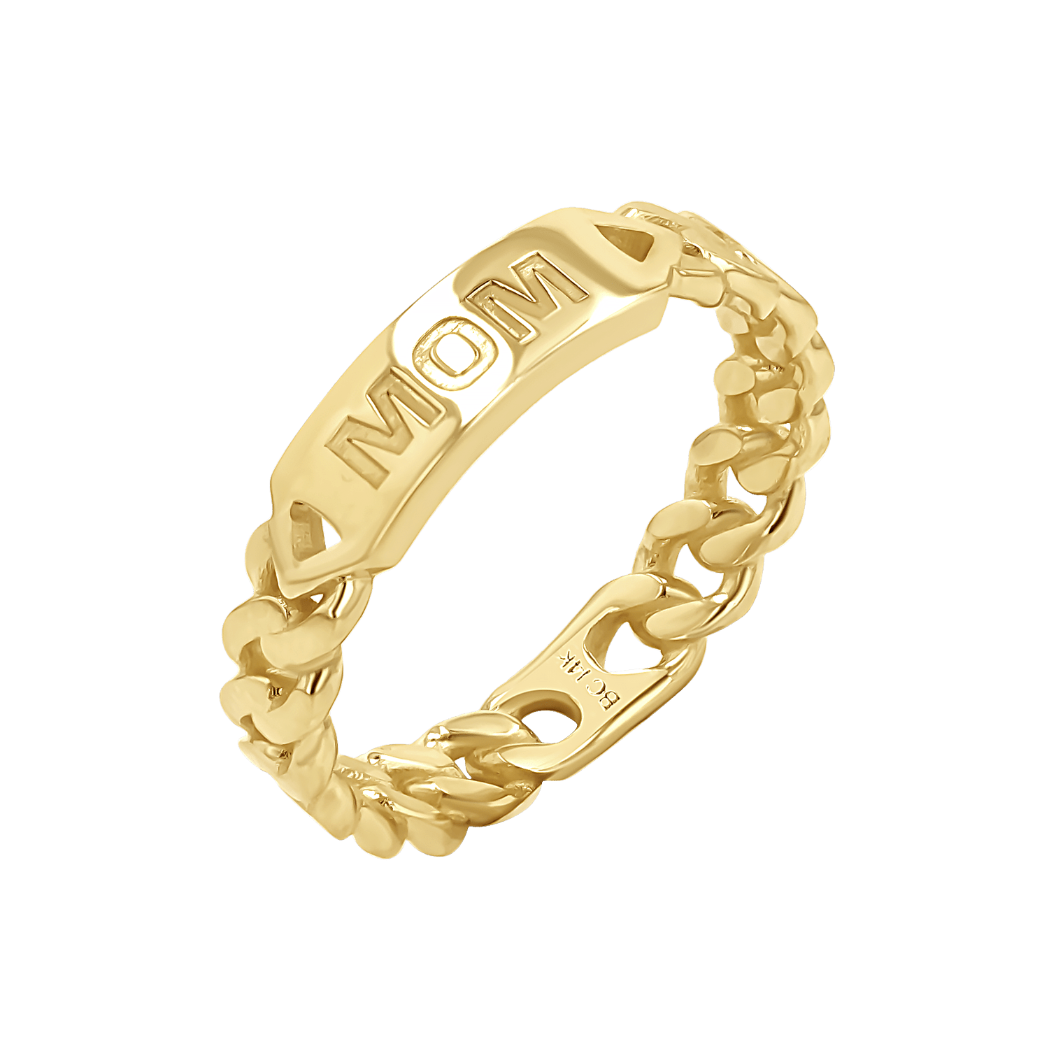 Engravable Cuban Link Ring - Lotus Diamond