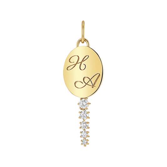 Engravable Tapered Diamond Key Charm - Lotus Diamond