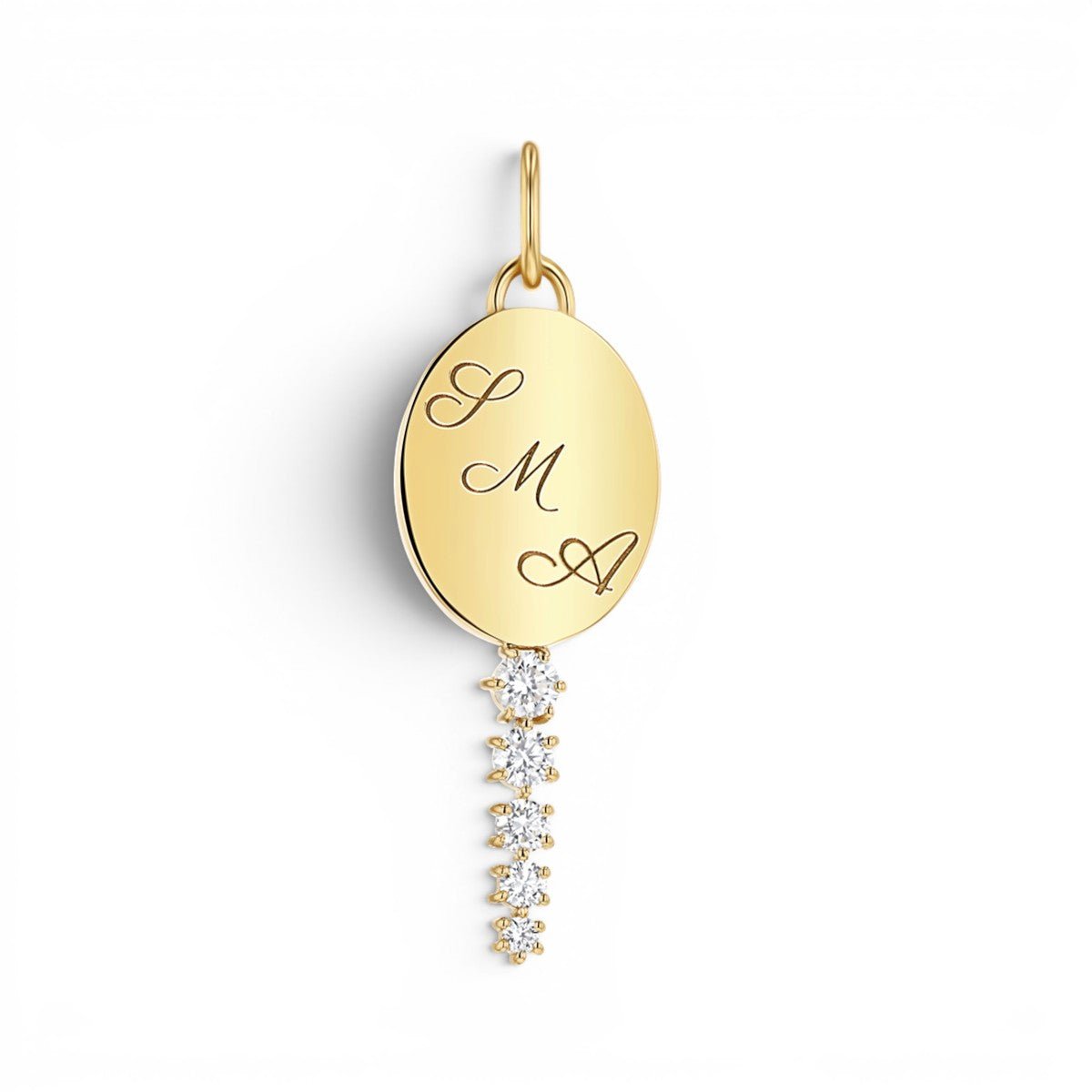 Engravable Tapered Diamond Key Charm - Lotus Diamond