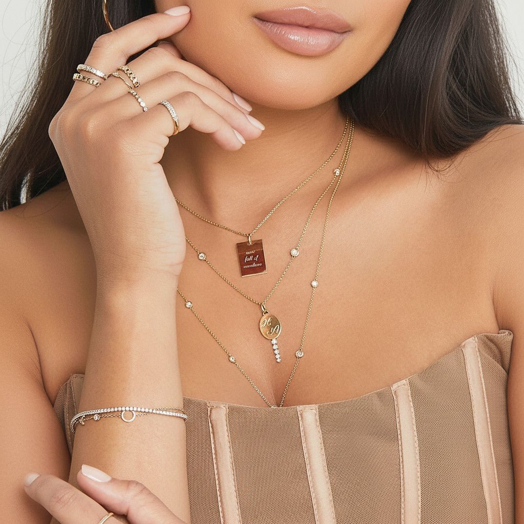 Engravable Tapered Diamond Key Charm - Lotus Diamond