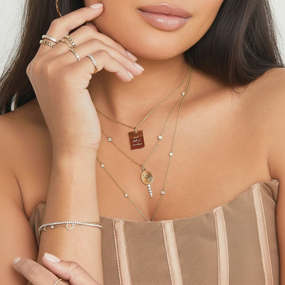 Engravable Tapered Diamond Key Charm - Lotus Diamond
