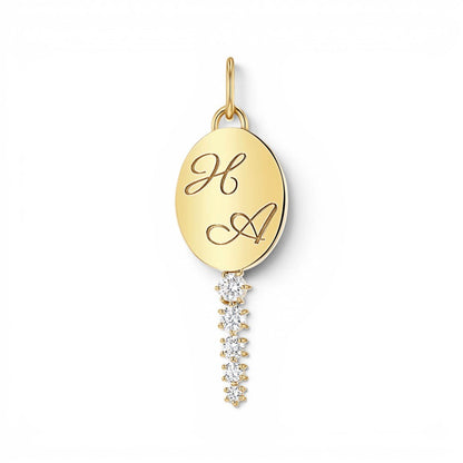 Engravable Tapered Diamond Key Charm - Lotus Diamond