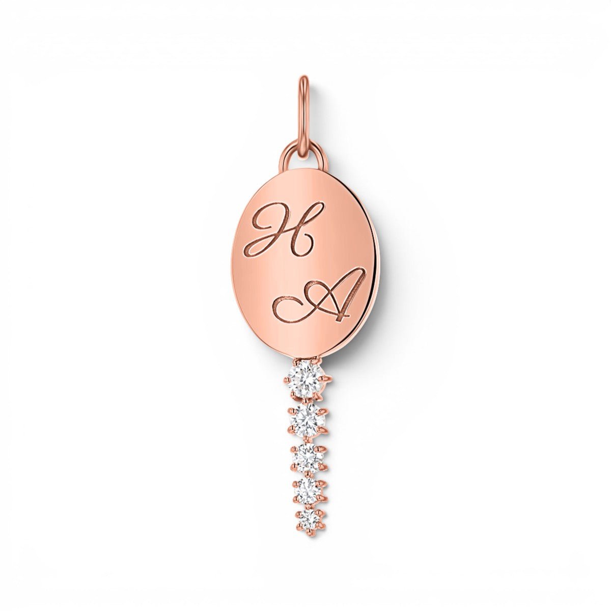 Engravable Tapered Diamond Key Charm - Lotus Diamond