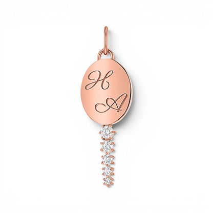 Engravable Tapered Diamond Key Charm - Lotus Diamond