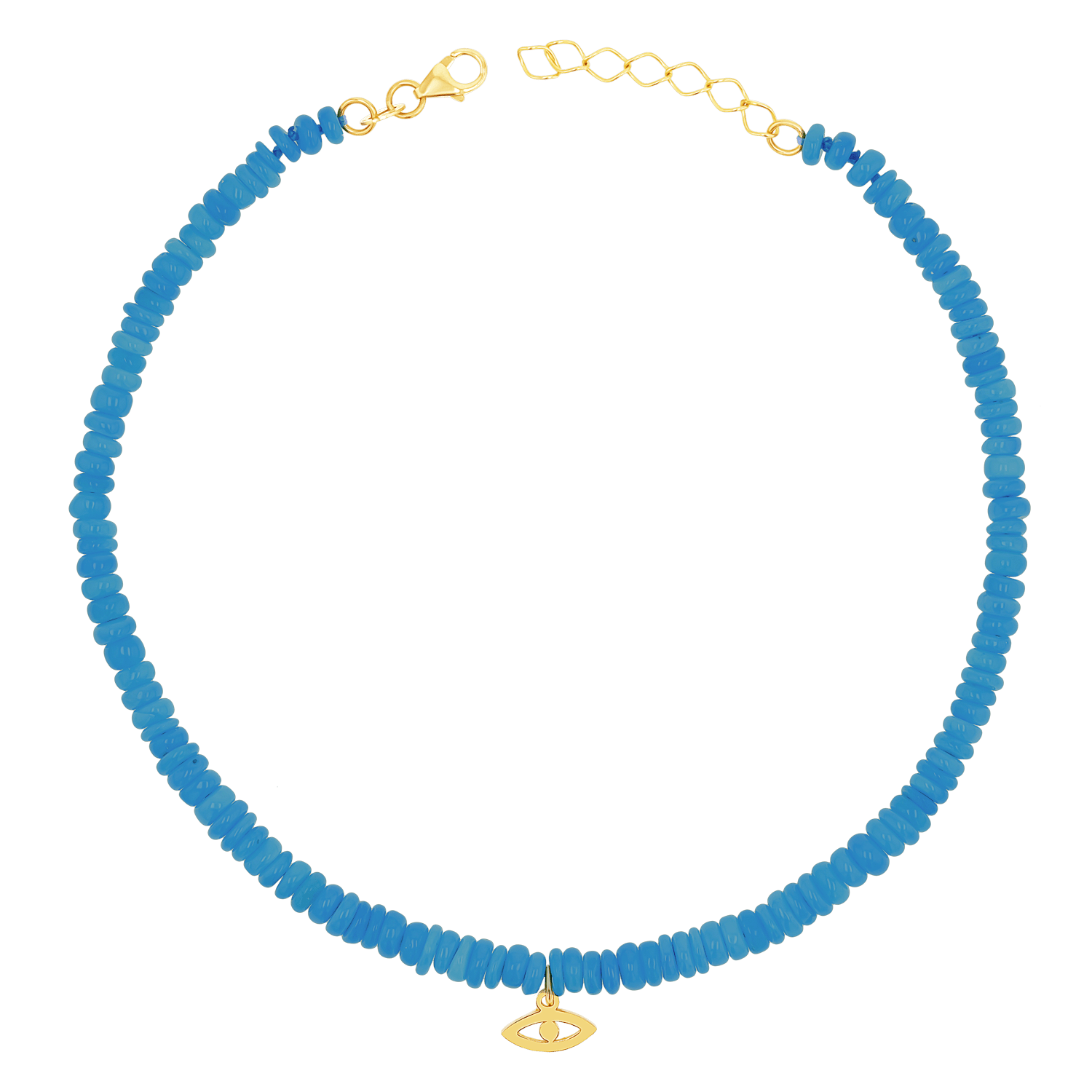 Evil Eye Neon Blue Opal Anklet - Lotus Diamond