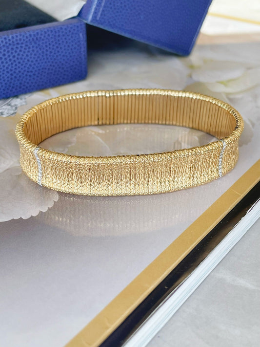 Exquisite 18k gold stretch bracelet - Lotus Diamond