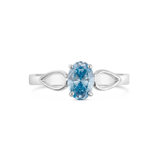 Fancy Blue Lab grown Diamond Ring 0.71ctw - Lotus Diamond