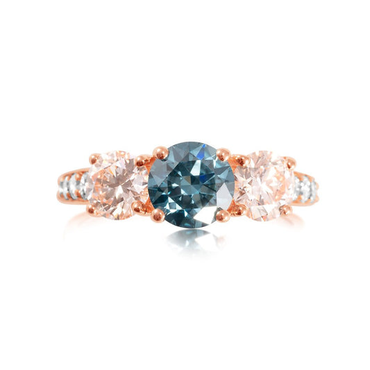 Fancy Blue Lab grown Diamond Ring 3.11ctw - Lotus Diamond
