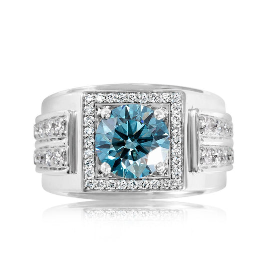 Fancy Blue Lab grown Diamond Ring 4.05ctw - Lotus Diamond