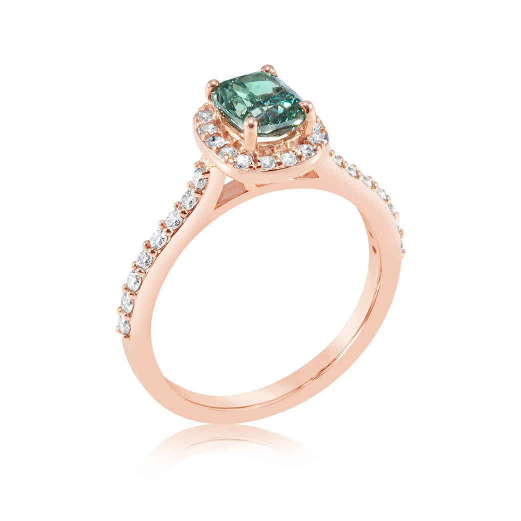 Fancy Green Lab grown Diamond Ring 1.43ctw - Lotus Diamond