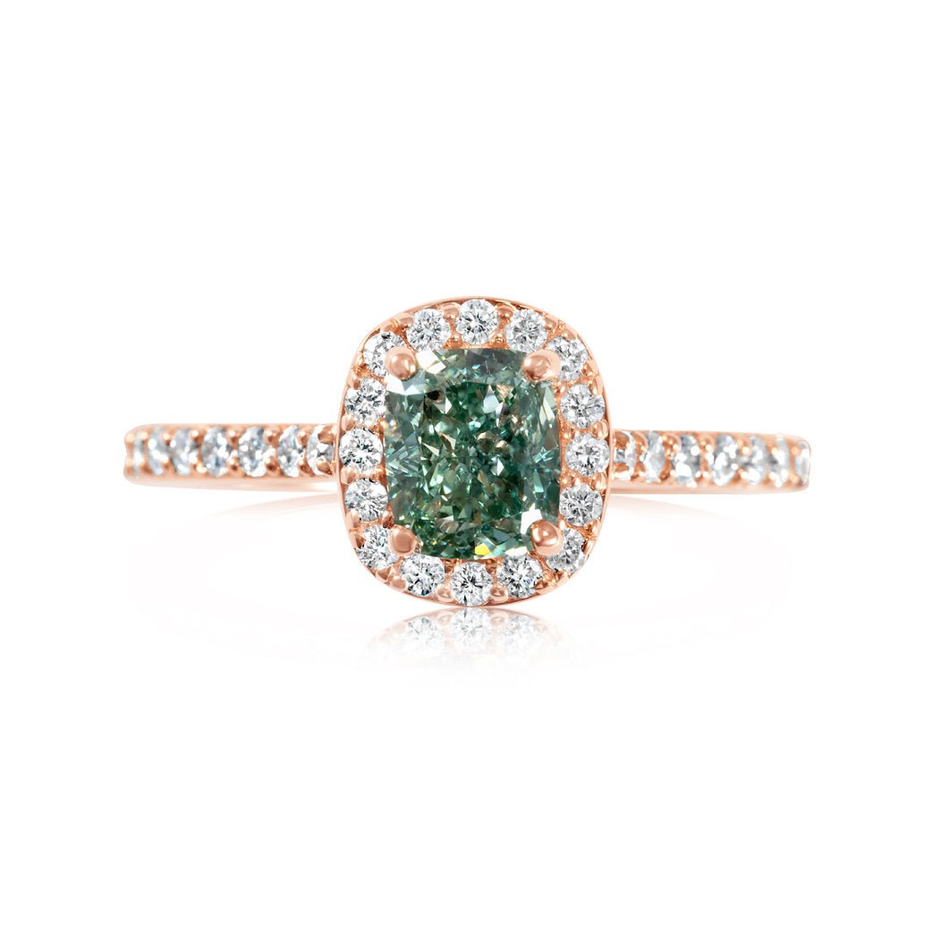 Fancy Green Lab grown Diamond Ring 1.43ctw - Lotus Diamond