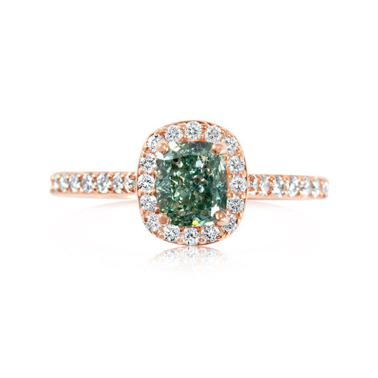 Fancy Green Lab grown Diamond Ring 1.43ctw - Lotus Diamond