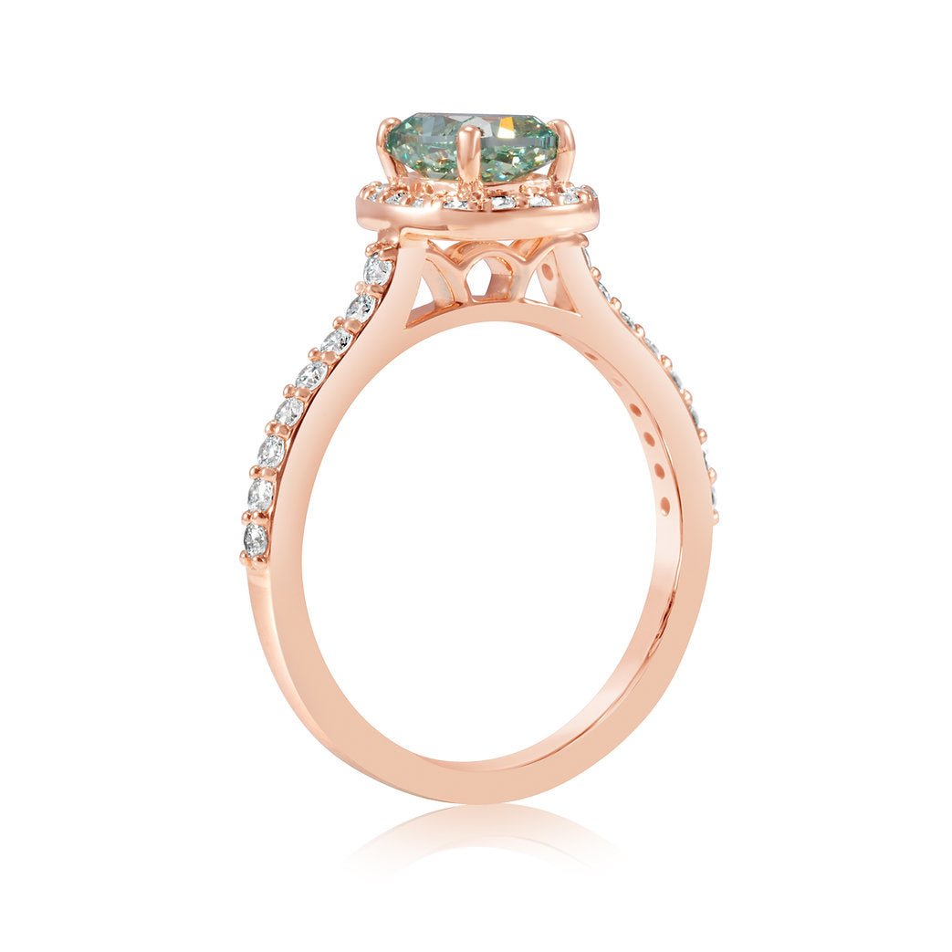 Fancy Green Lab grown Diamond Ring 1.43ctw - Lotus Diamond
