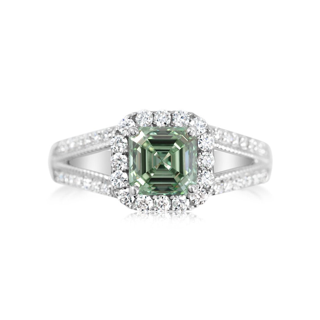Fancy Green Lab grown Diamond Ring 2.11ctw - Lotus Diamond