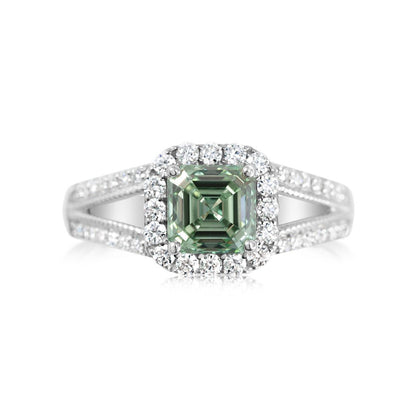 Fancy Green Lab grown Diamond Ring 2.11ctw - Lotus Diamond