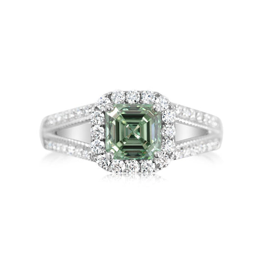 Fancy Green Lab grown Diamond Ring 2.11ctw - Lotus Diamond