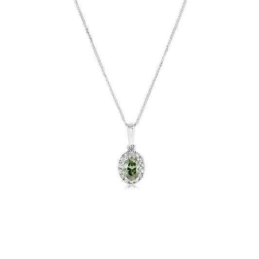 Fancy Green Oval Lab - Grown Diamond Pendant - Lotus Diamond